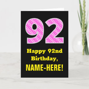 Carte 92e anniversaire : Pink Stripes and Hearts "92" + 