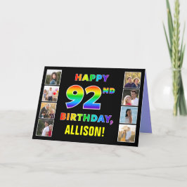 Carte 92e anniversaire : Rainbow Text, Custom Photos & N