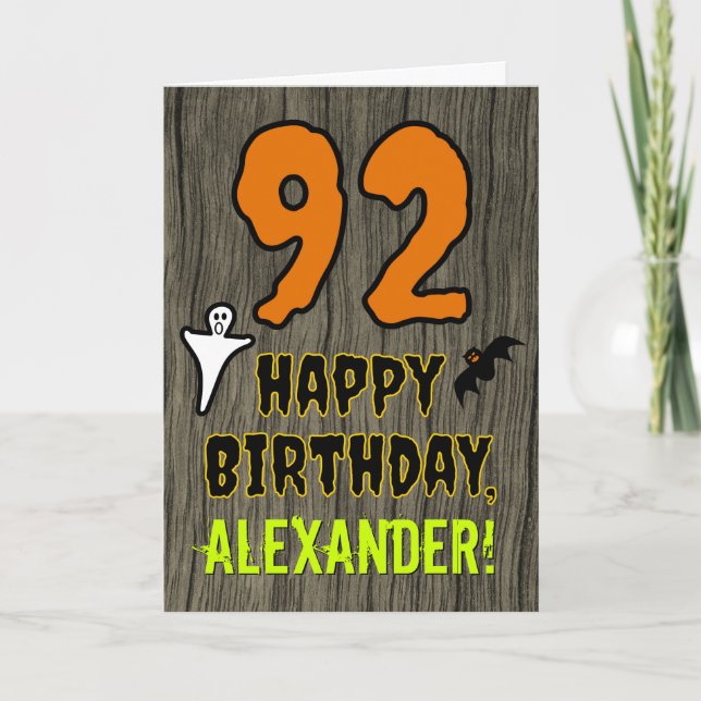 Carte 92e anniversaire : Thème d'Halloween Éffrayant, No (Devant)