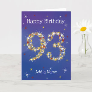Carte 93e anniversaire - 93 en étoiles - Bleu - 93 ans C