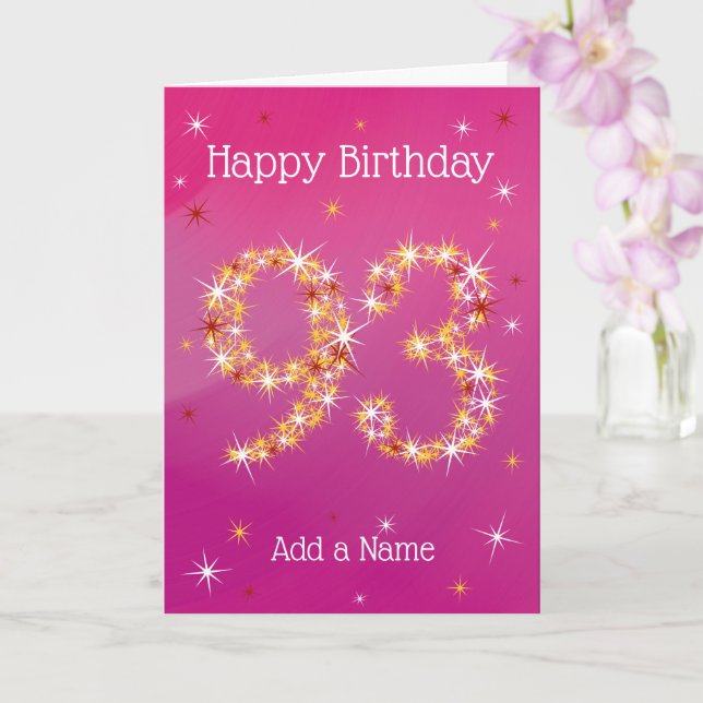 Carte 93e anniversaire - 93 en étoiles - rose/pourpre -  (Orchidée)