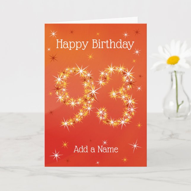 Carte 93e anniversaire - 93 en étoiles - Rouge - 93 ans (Petite plante)