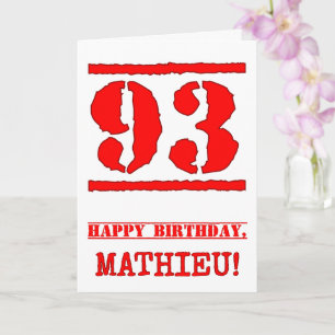 Carte 93e anniversaire : Amusant, Timbre en caoutchouc r