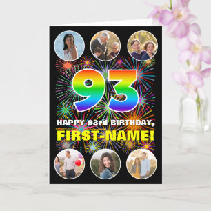 Carte 93e anniversaire : Arc en ciel amusant #, Nom pers