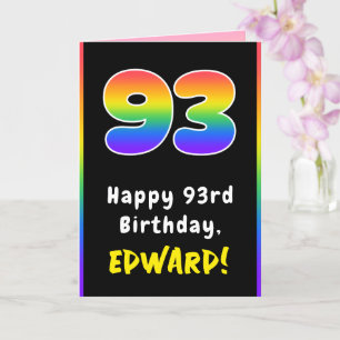 Carte 93e anniversaire : Arc-en-ciel coloré # 93, Nom pe