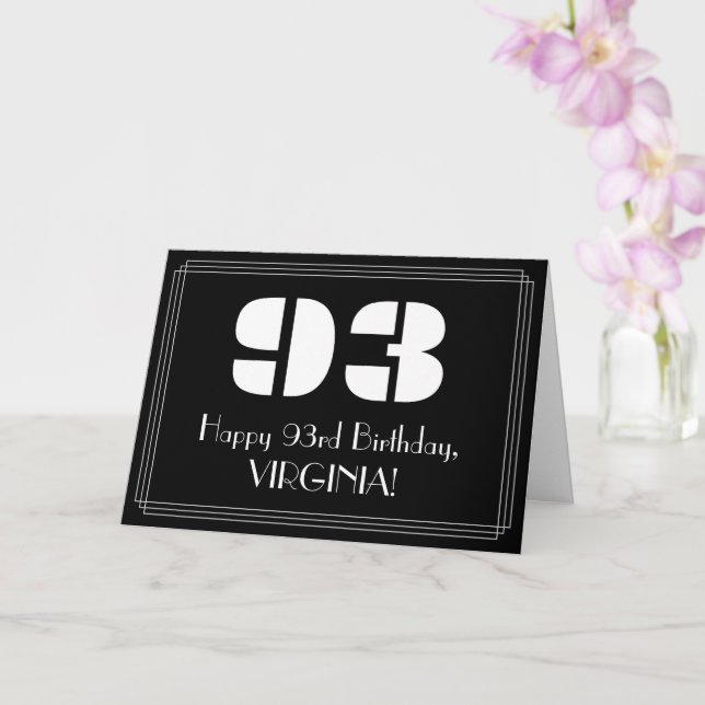 Carte 93e anniversaire : Art Déco Inspiré Look "93" & No (Orchidée)