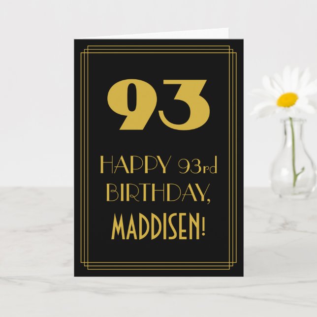 Carte 93e anniversaire ~ Art Déco Inspiré Look "93" & No (Petite plante)