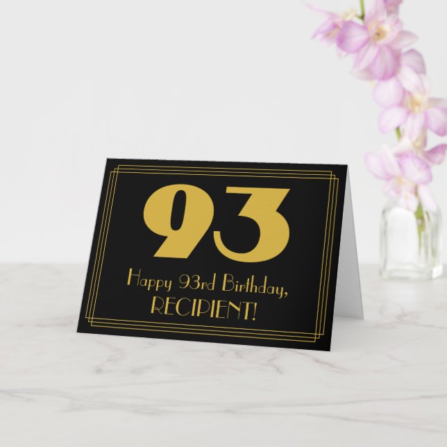 Carte 93e anniversaire : Art Déco Inspiré Look "93" & No (Orchidée)