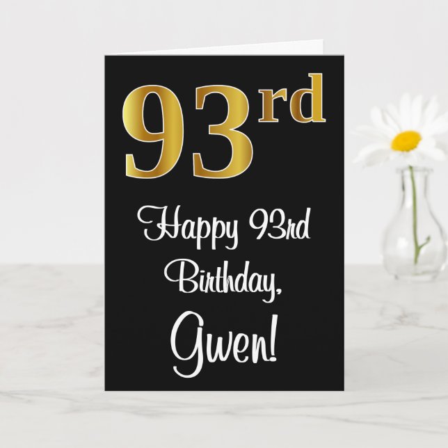 Carte 93e anniversaire ~ Elégant luxe Faux Gold Look # (Petite plante)