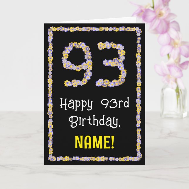 Carte 93e anniversaire : Floral Flowers Numéro, Nom pers (Orchidée)