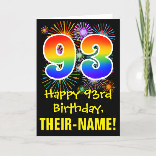 Carte 93e anniversaire : Fun Fireworks Motif + Rainbow 9