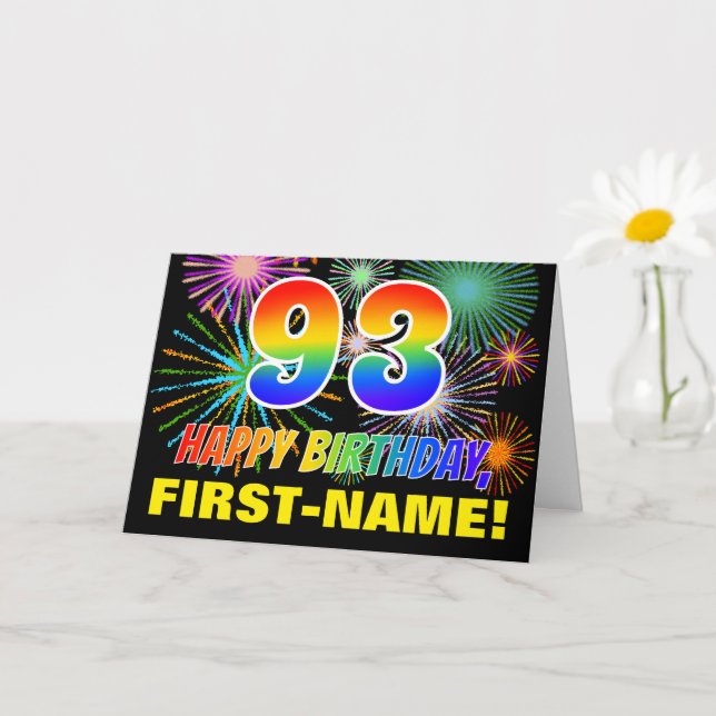 Carte 93e anniversaire : Gras, Amusants, Feu d'artifice, (Petite plante)