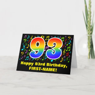 Carte 93e anniversaire : Symboles de musique colorée et 