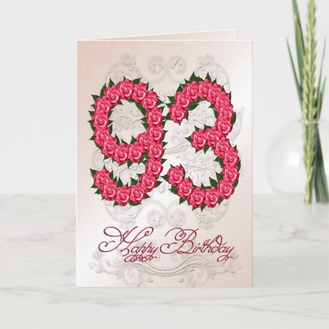 Carte 93ème anniversaire avec rose et feuille (Devant)