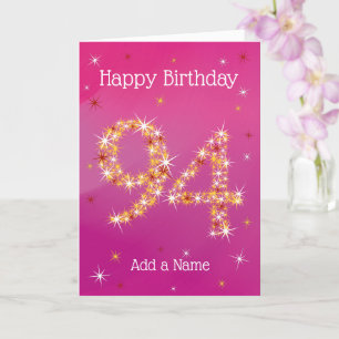 Carte 94e anniversaire - 94 en étoiles - rose/pourpre - 