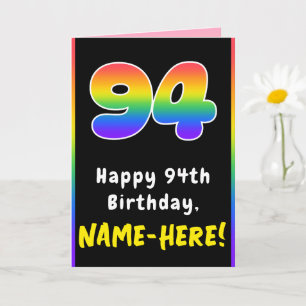 Carte 94e anniversaire : Arc-en-ciel coloré # 94, Nom pe