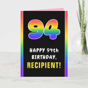 Carte 94e anniversaire : Arc-en-ciel coloré # 94, Nom pe