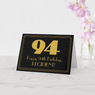 Carte 94e anniversaire : Art Déco Inspiré Look "94" & No
