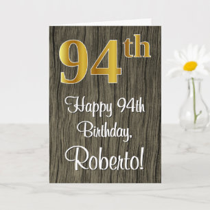 Carte 94e anniversaire : Elégant look d'or Faux #, Faux 