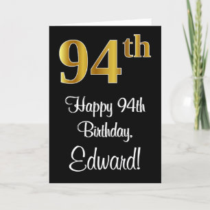 Carte 94e anniversaire ~ Elégant Luxueux Faux Gold Look 
