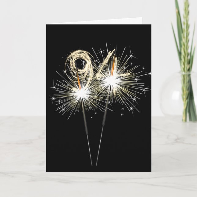Carte 94e anniversaire Sparklers en noir (Devant)