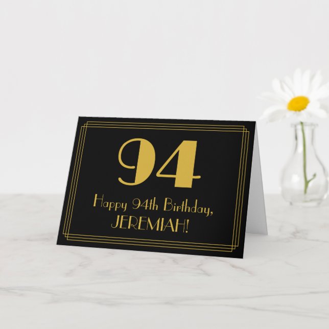 Carte 94ème anniversaire : Art Déco Inspiré Look "94" +  (Petite plante)