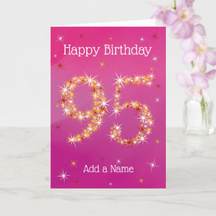 Carte 95e anniversaire - 95 en étoiles - rose - 95 ans