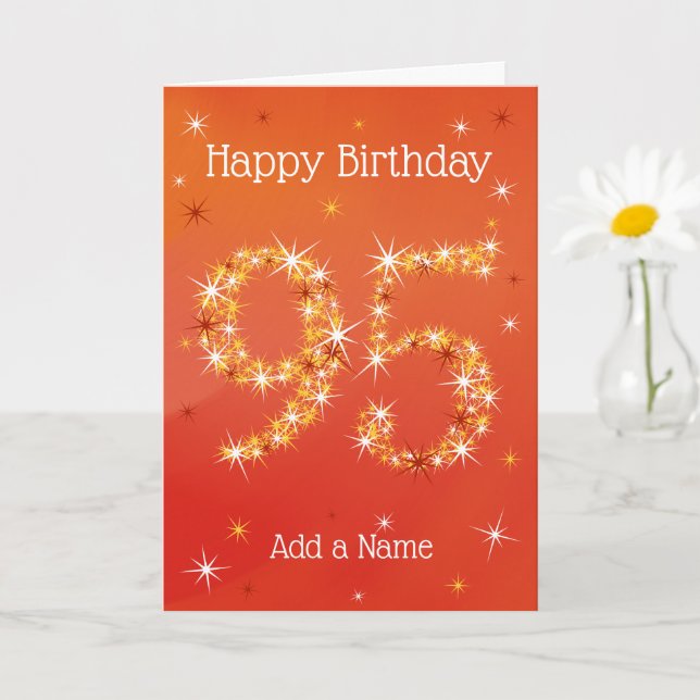 Carte 95e anniversaire - 95 en étoiles - Rouge - 95 ans (Petite plante)