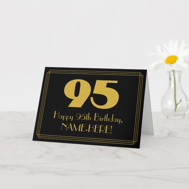 Carte 95e anniversaire : Art Déco Inspiré Look "95" & No (Petite plante)