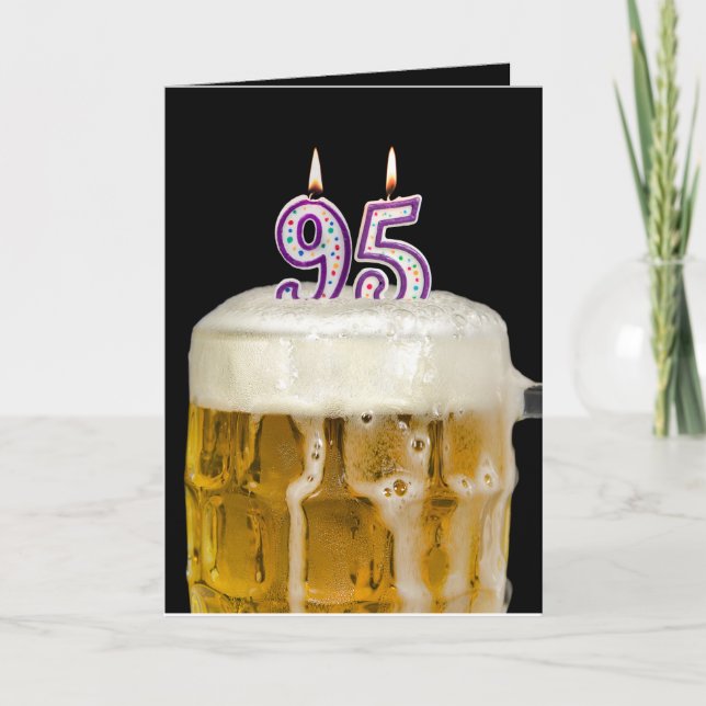 Carte 95e Anniversaire Bière en noir (Devant)