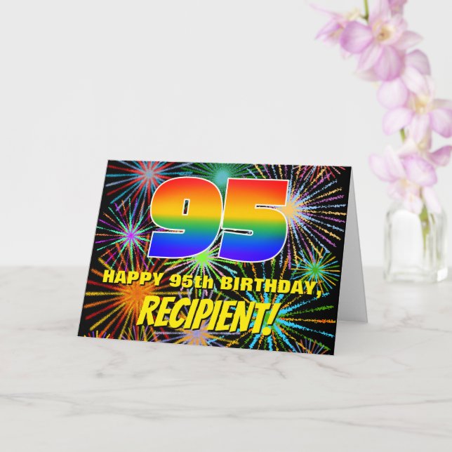 Carte 95e anniversaire : Feu d'artifice festif amusant e (Orchidée)