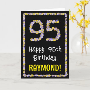 Carte 95e anniversaire : Floral Flowers Numéro, Nom pers