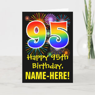 Carte 95e anniversaire : Fun Fireworks Motif + Rainbow 9