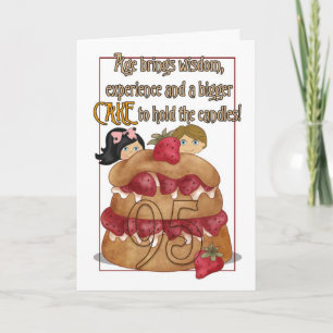 Carte 95e anniversaire - Humour - Gâteau