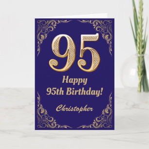 Carte 95e anniversaire Marine Parties scintillant bleu e