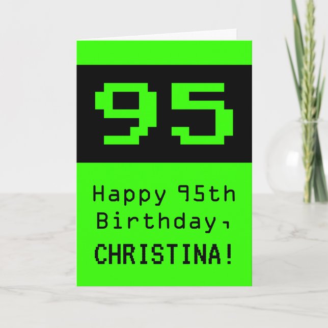 Carte 95e anniversaire : Nerdy / Geeky Style "95" et nom (Devant)