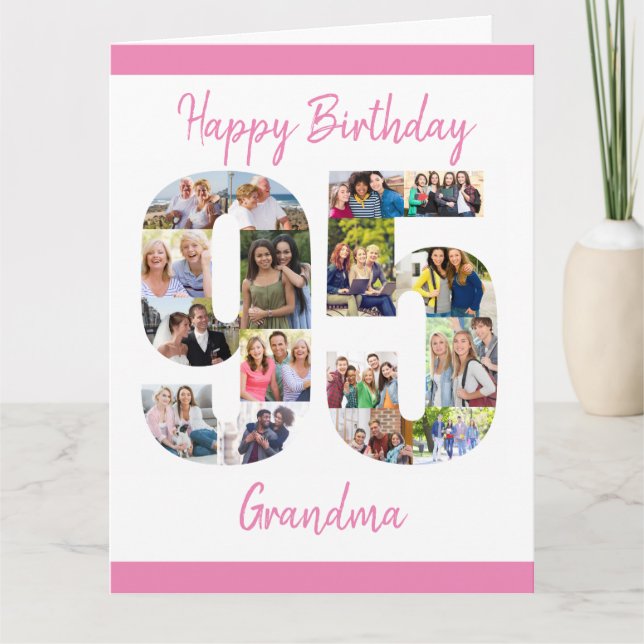 Carte 95e anniversaire Numéro 95 Photo Collage Big Custo (Devant)