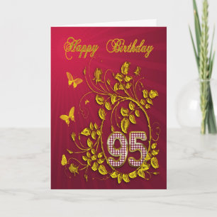 Carte 95e anniversaire papillons dorés