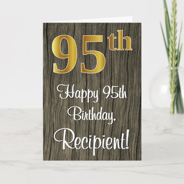 Carte 95th Birthday : Elegant Faux Gold Look #, Faux Woo (Devant)