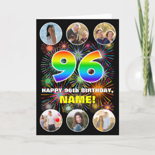 Carte 96e anniversaire : Arc-en-ciel amusant #, Nom pers