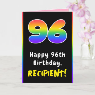 Carte 96e anniversaire : Arc-en-ciel coloré # 96, Nom pe
