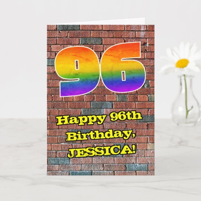 Carte 96e anniversaire : Arc en ciel inspiré par les gra (Petite plante)