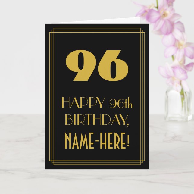 Carte 96e anniversaire - Art Déco Inspiré Look "96" & No (Orchidée)