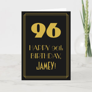 Carte 96e anniversaire ~ Art Déco Inspiré Look "96" & No