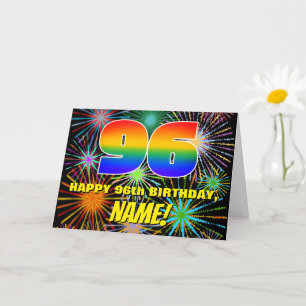 Carte 96e anniversaire : Feu d'artifice festif amusant e