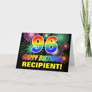 Carte 96e Anniversaire : Gras, Fun, Feu d'Artifice, Arc-