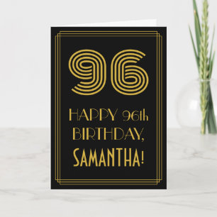 Carte 96e anniversaire : Représentation Art Déco "96" et