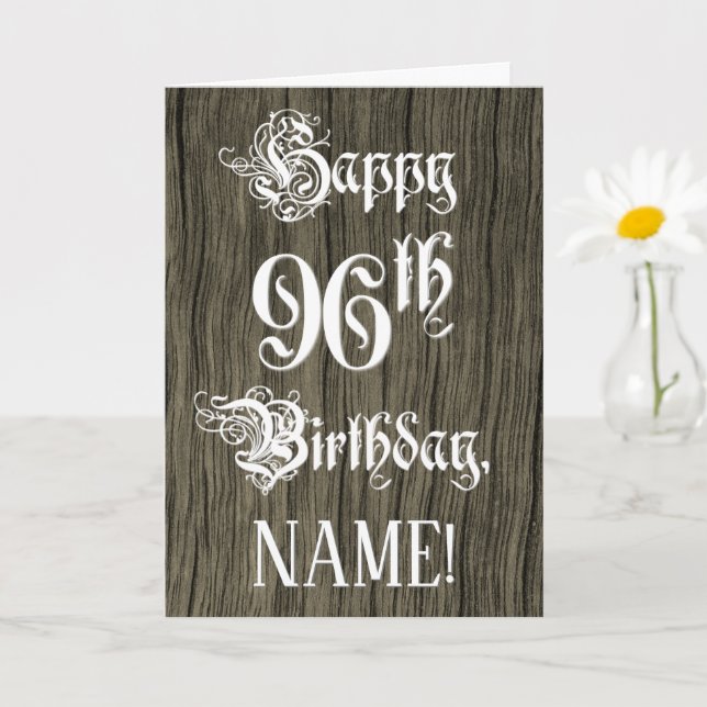Carte 96e anniversaire : Texte élégant et raffiné; Faux  (Petite plante)