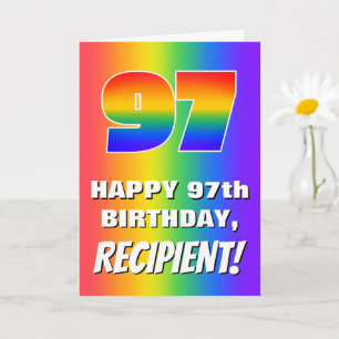Carte 97e anniversaire : coloré, amusant Motif arc-en-ci