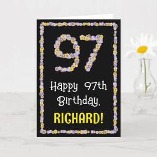 Carte 97e anniversaire : Floral Flowers Numéro, Nom pers